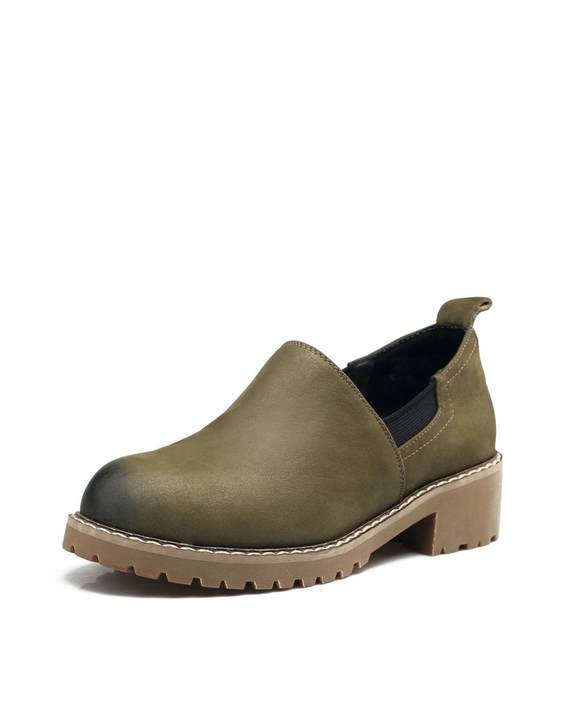 新品牛巴戈擦色鞋头圆头低跟休闲鞋黑色