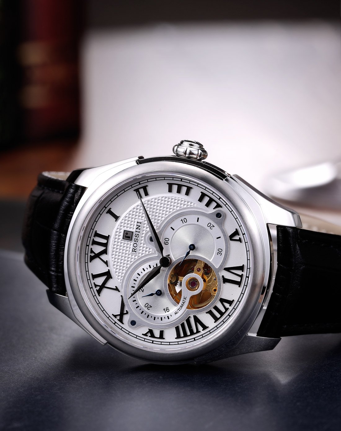 罗西尼 商务休闲镂空机械皮带男表vp514617