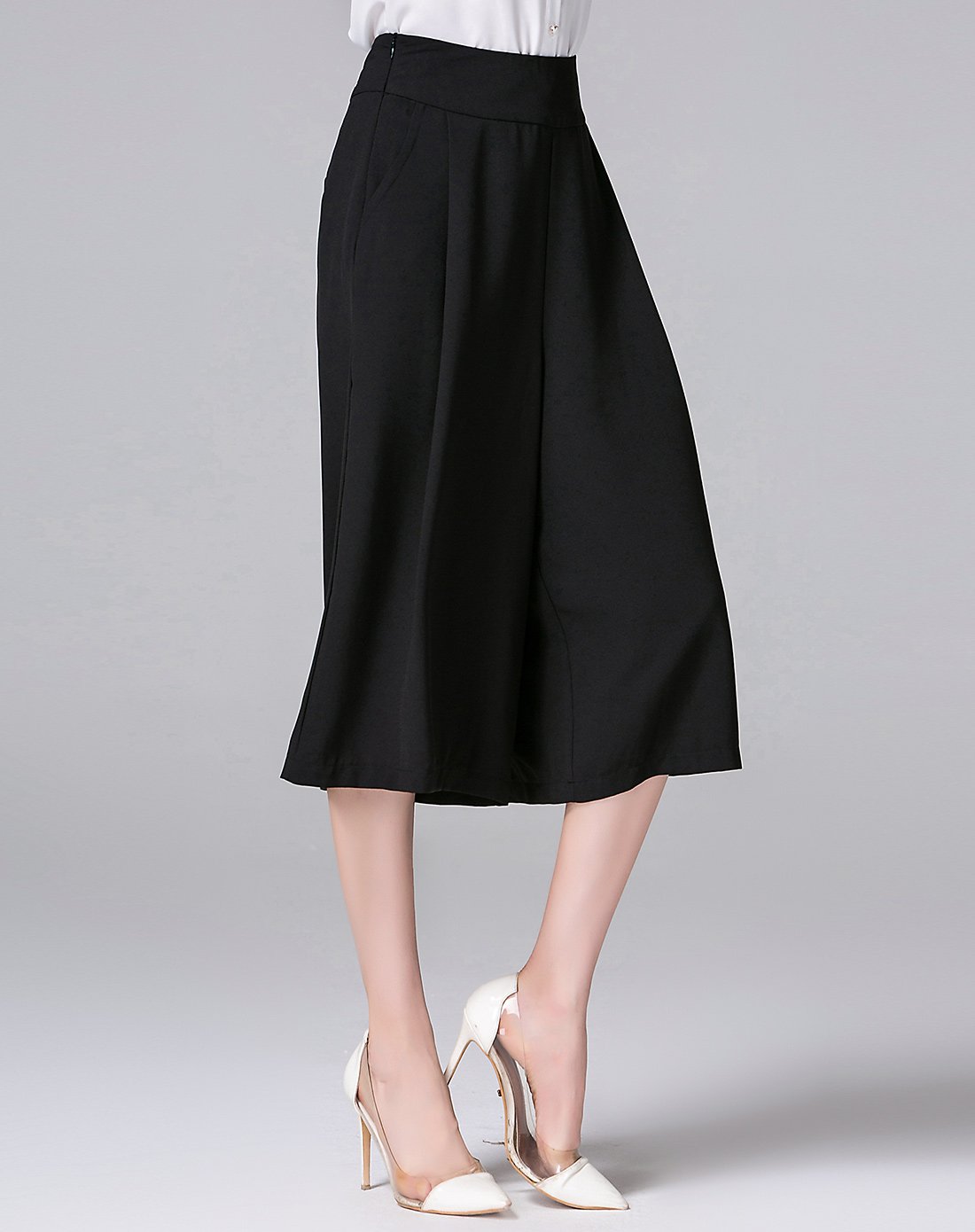 雪纺阔腿裤黑色