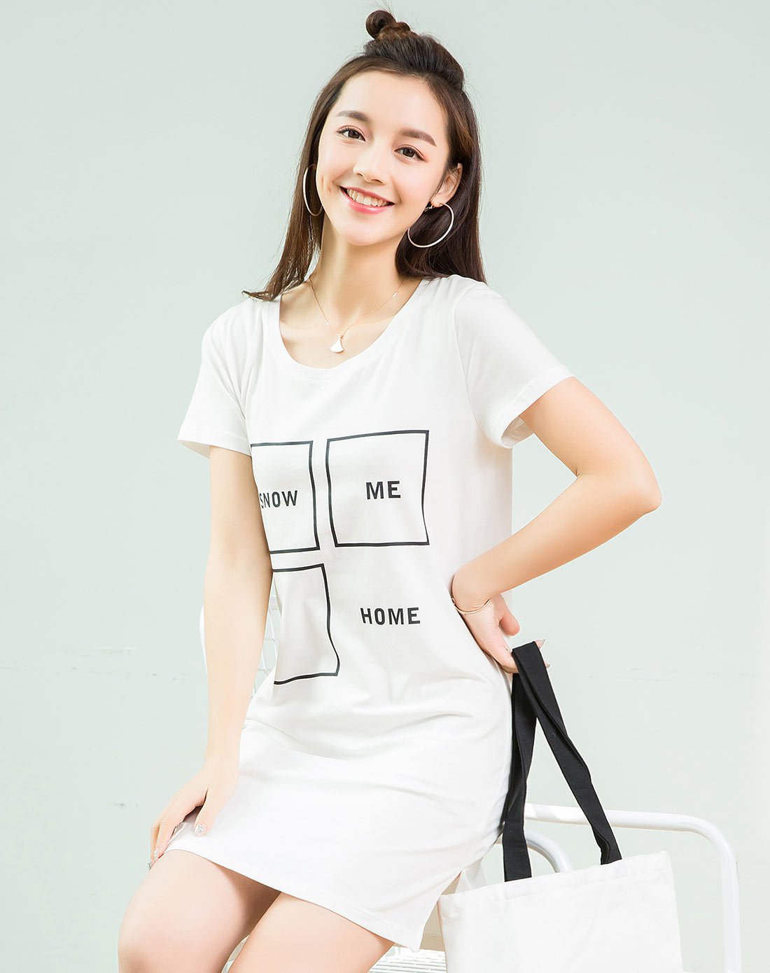 高梵字母印花连衣裙白色g1170239005_唯品会