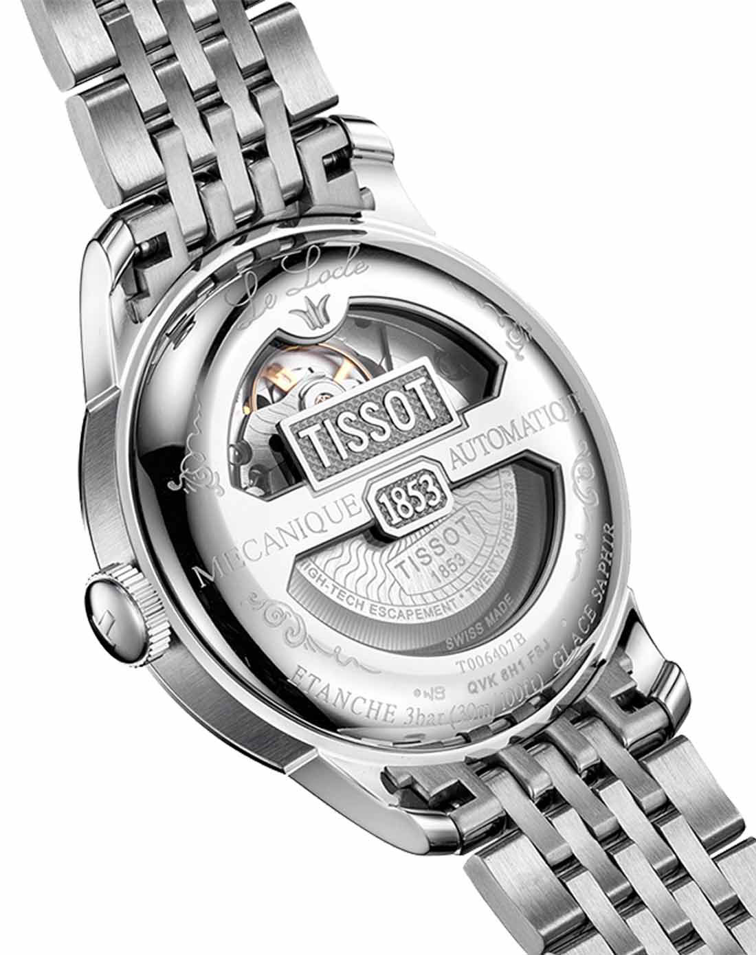 天梭tissot商务表专场tissot力洛克系列黑盘机械男表t006.407.11.053.