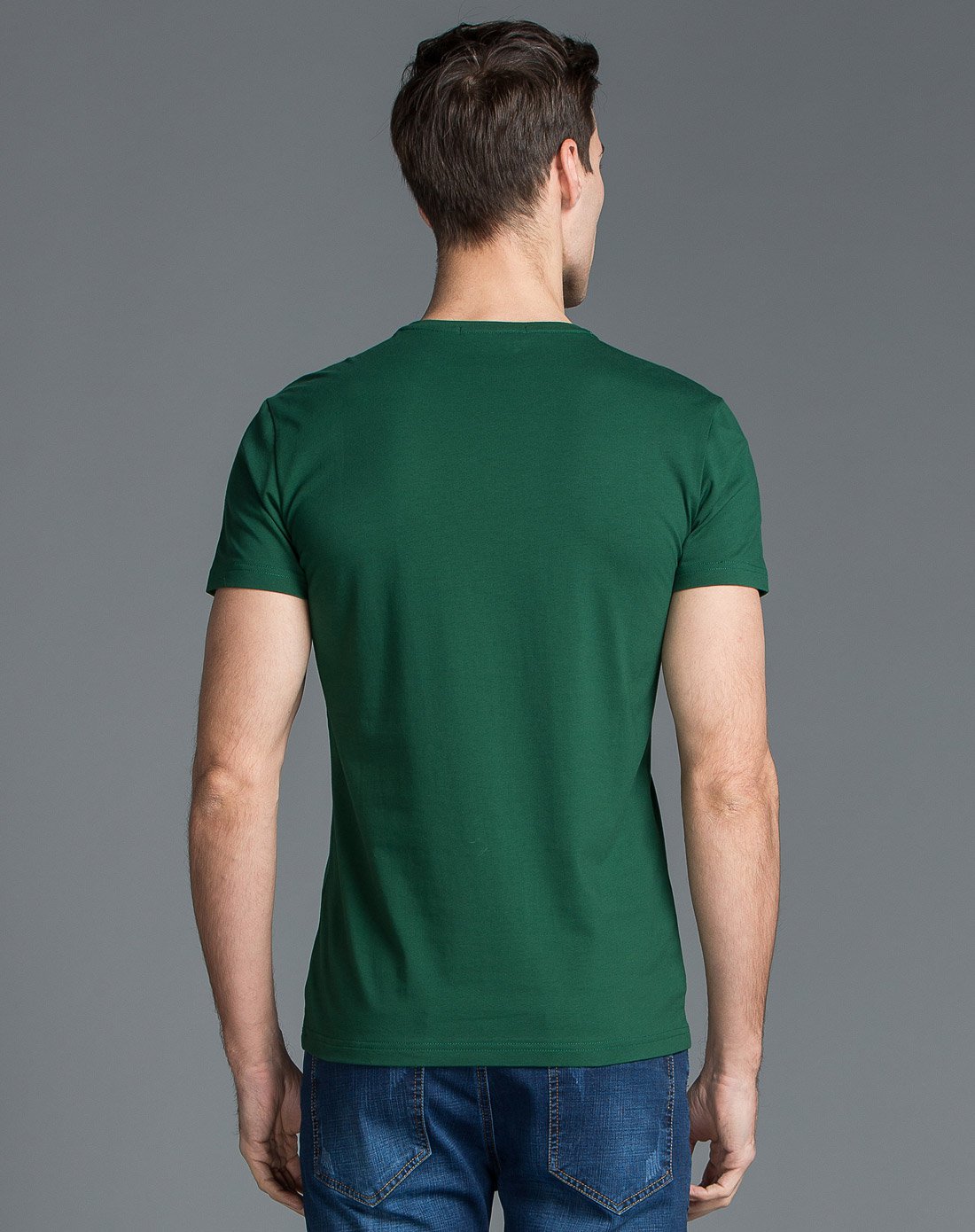 墨绿圆领短袖t恤