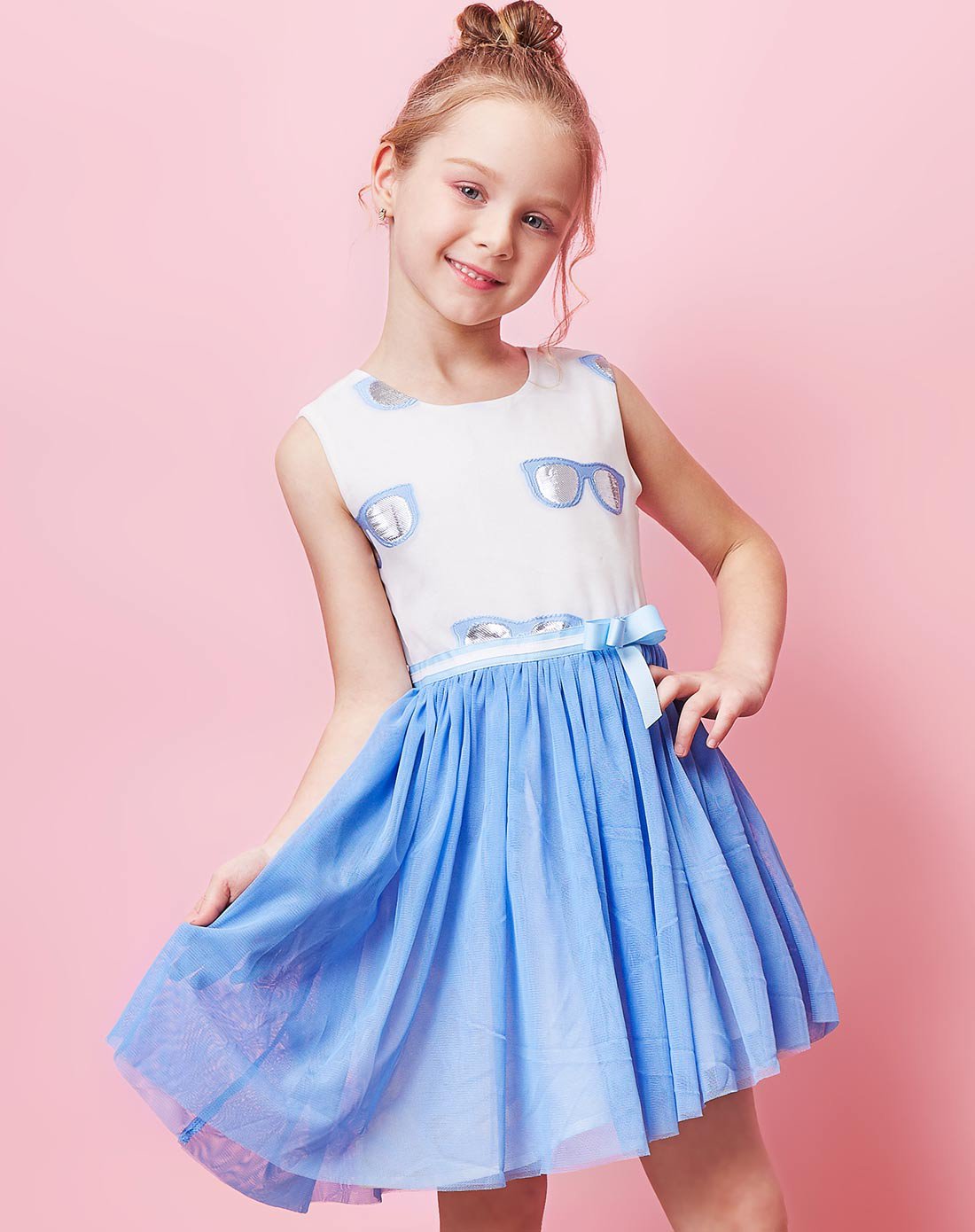 未来之星future star 童装2018新款夏装女童背心连衣裙 玫红花 160