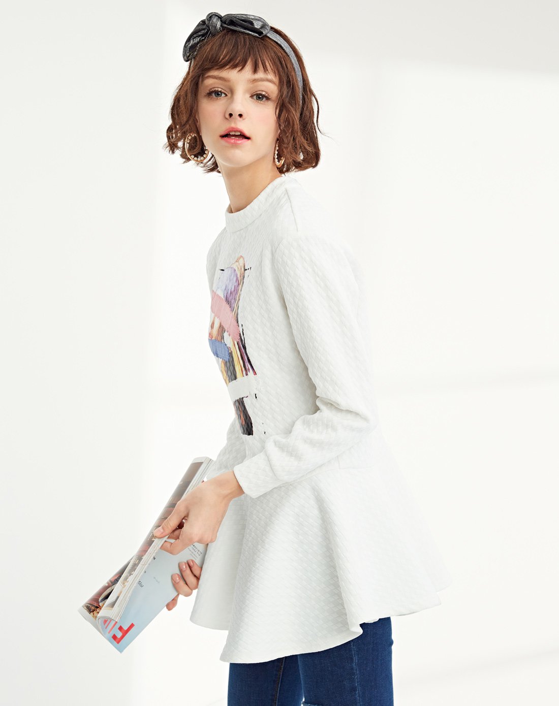 乐町女装 浪漫大放"价"油画女孩连衣裙白色c2fa6111482_唯品会