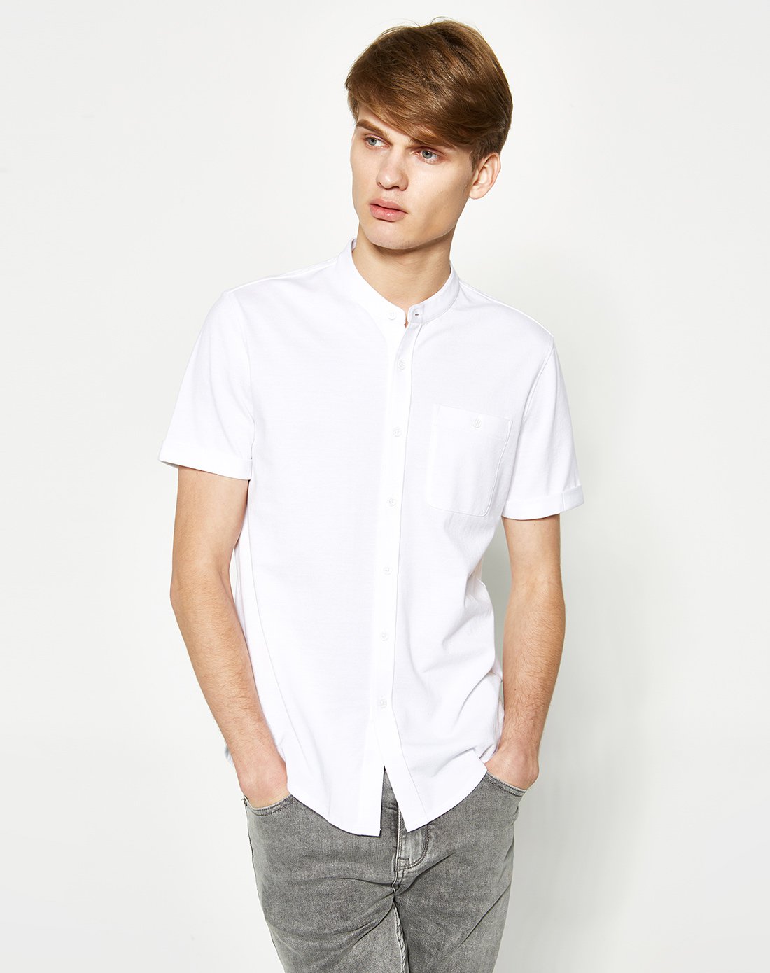 2017新品简约舒适立领polo衫开衫短袖男