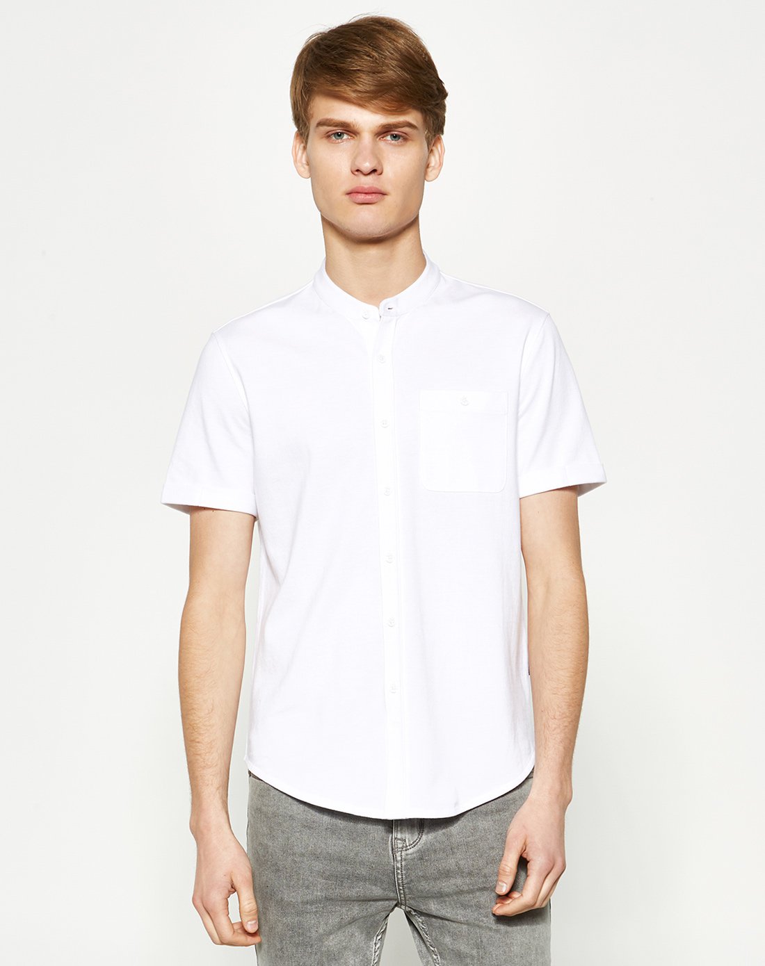 2017新品简约舒适立领polo衫开衫短袖男