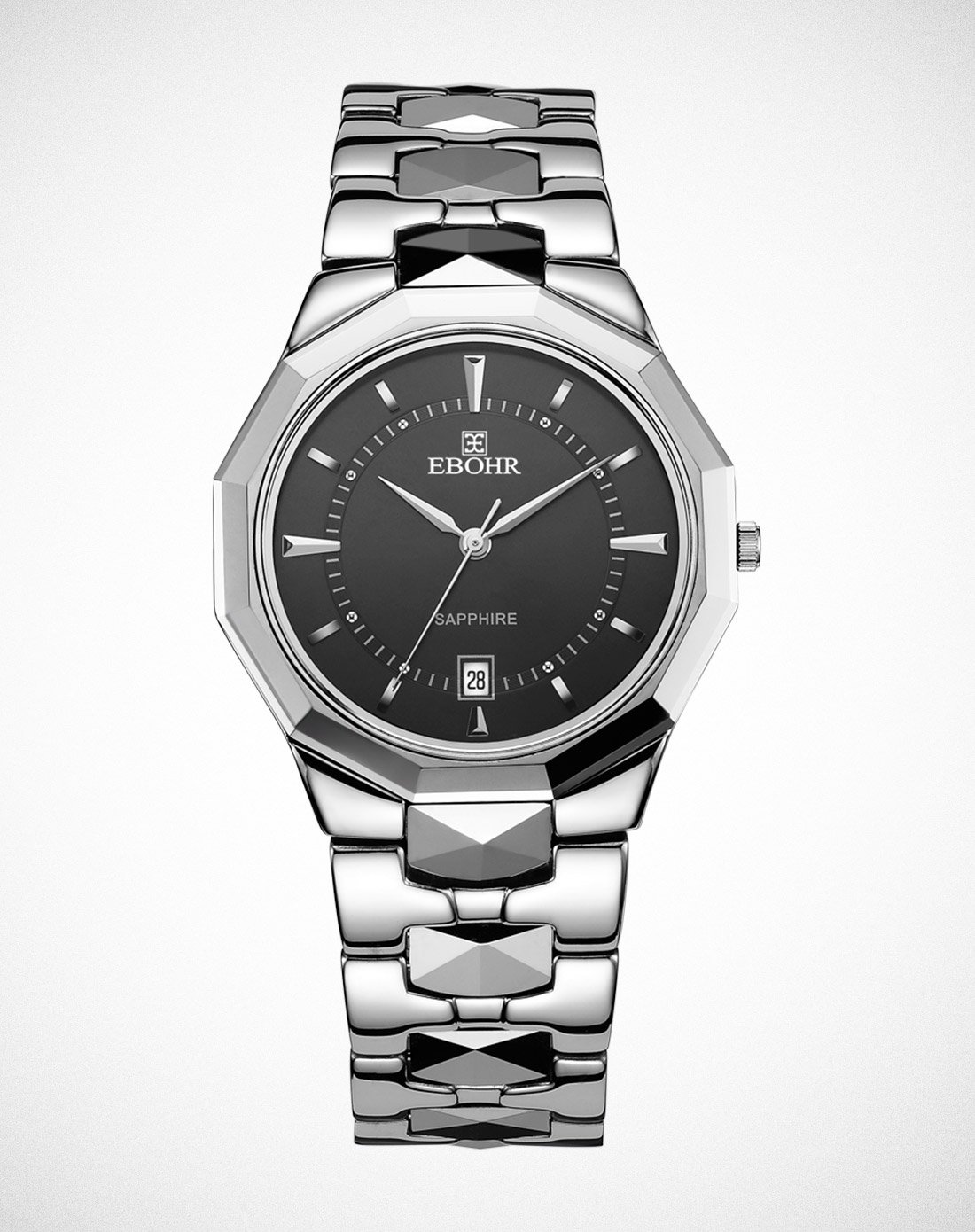 依波ebohr男士依波手表【专柜同款】钨钢带粒石英男士腕表eb0559-8236