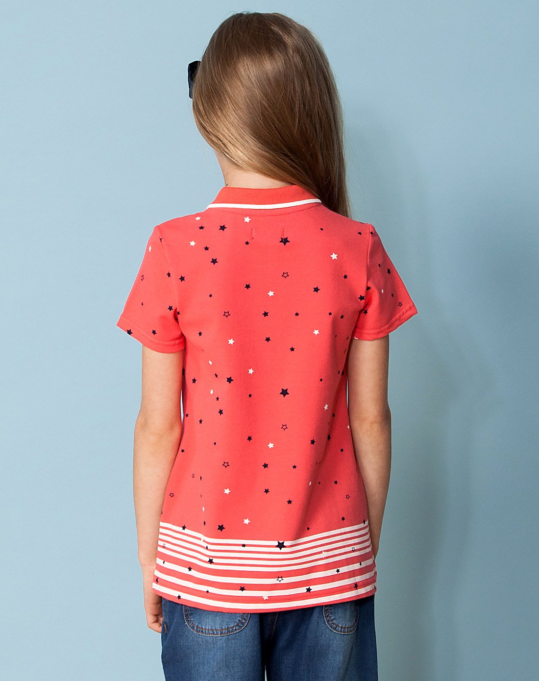 女童翻领时尚裙式上衣荧光粉