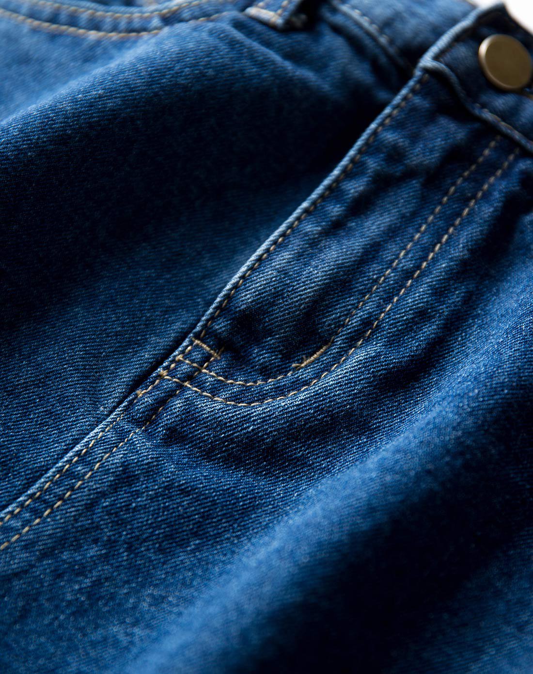 墨水蓝不规则摆毛边高腰牛仔短裙