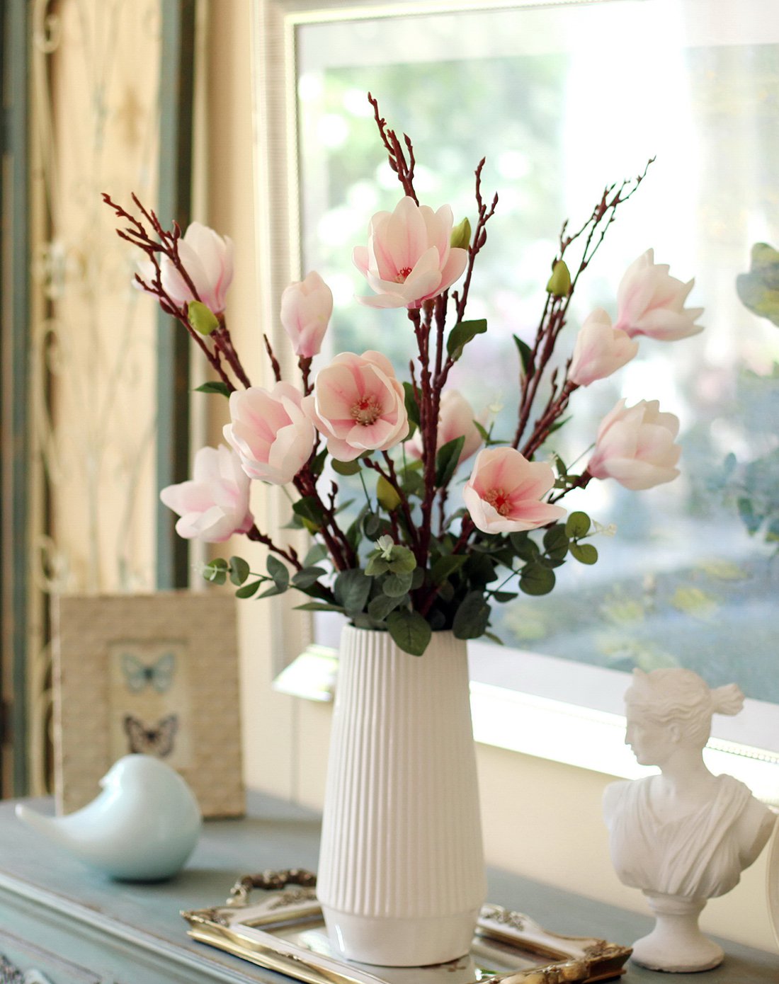 北欧陶瓷花瓶客厅花瓶插花艺假花绢花影楼拍照摄影道具背景样板间摆件