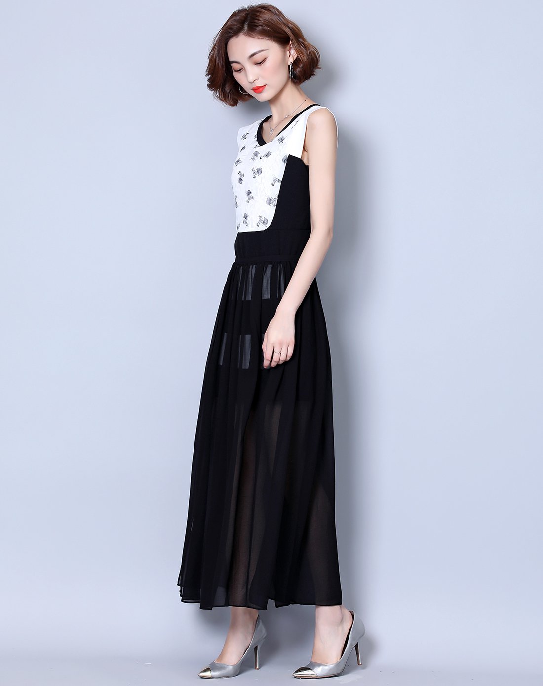 茜舞 仲夏沙滩节-抓住夏天的尾巴时尚撞色拼接圆领短袖连衣裙