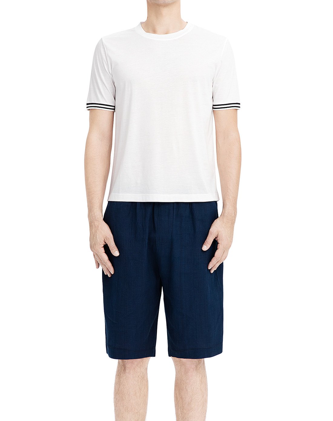 淳度queend男女家居服专场圆领短袖短裤套装米白/牛仔蓝qmc01750wd1