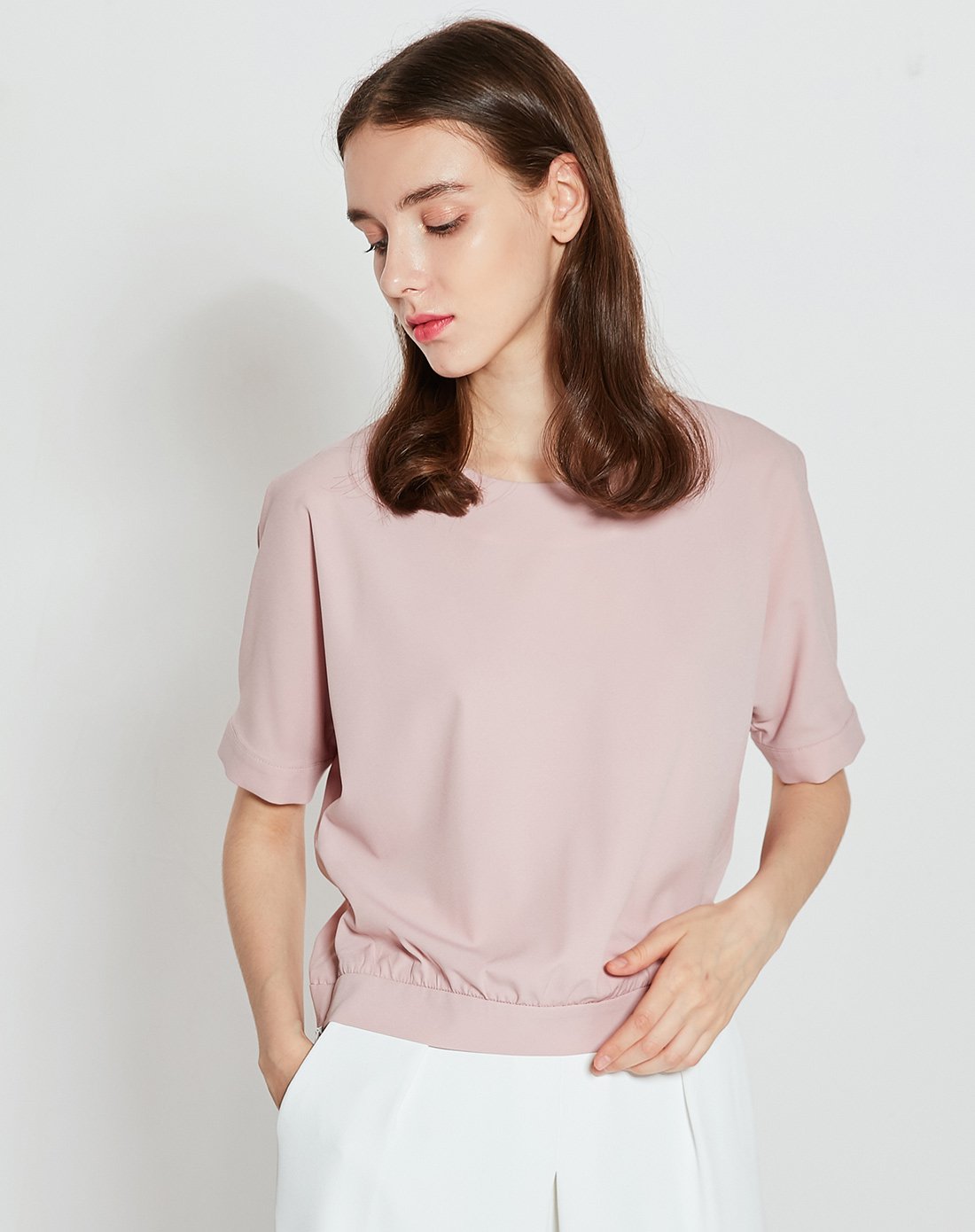 新客专享-vee女装专场 经典基础款雪纺衫粉色