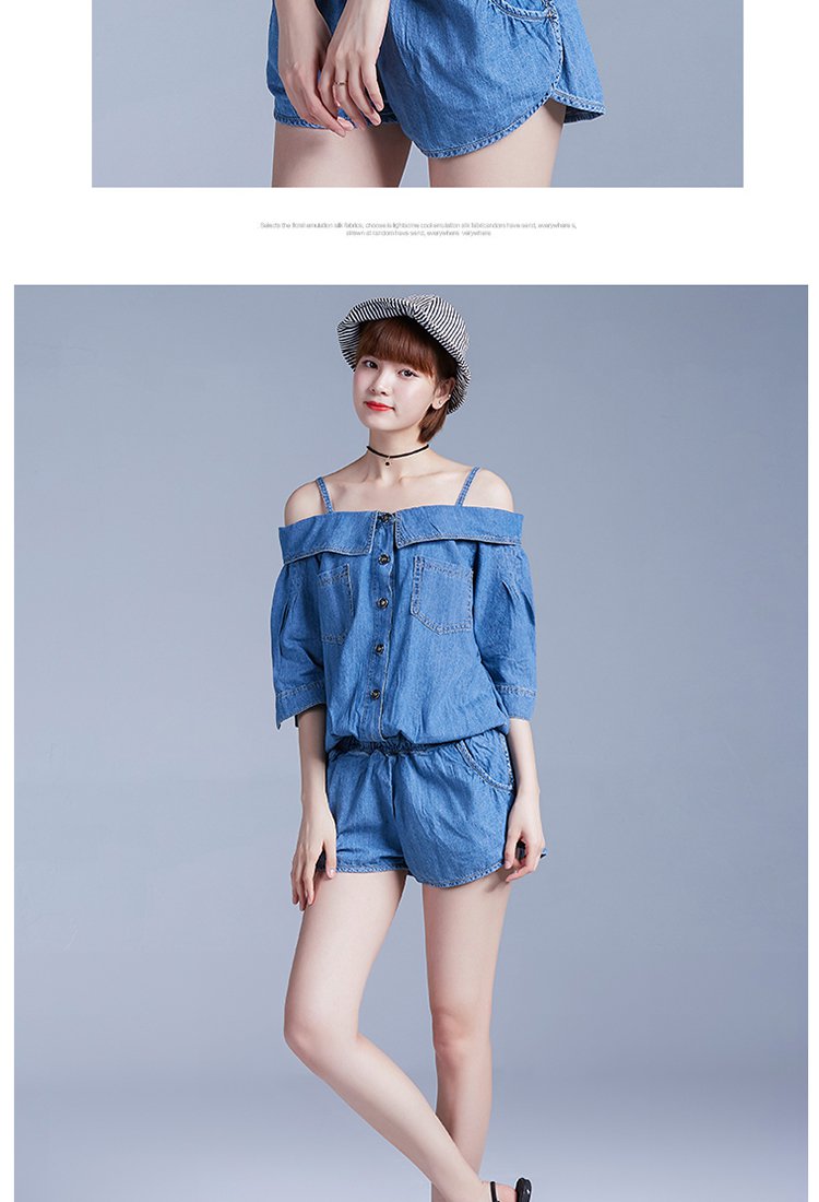 街头风百搭吊带牛仔连体裤牛仔蓝