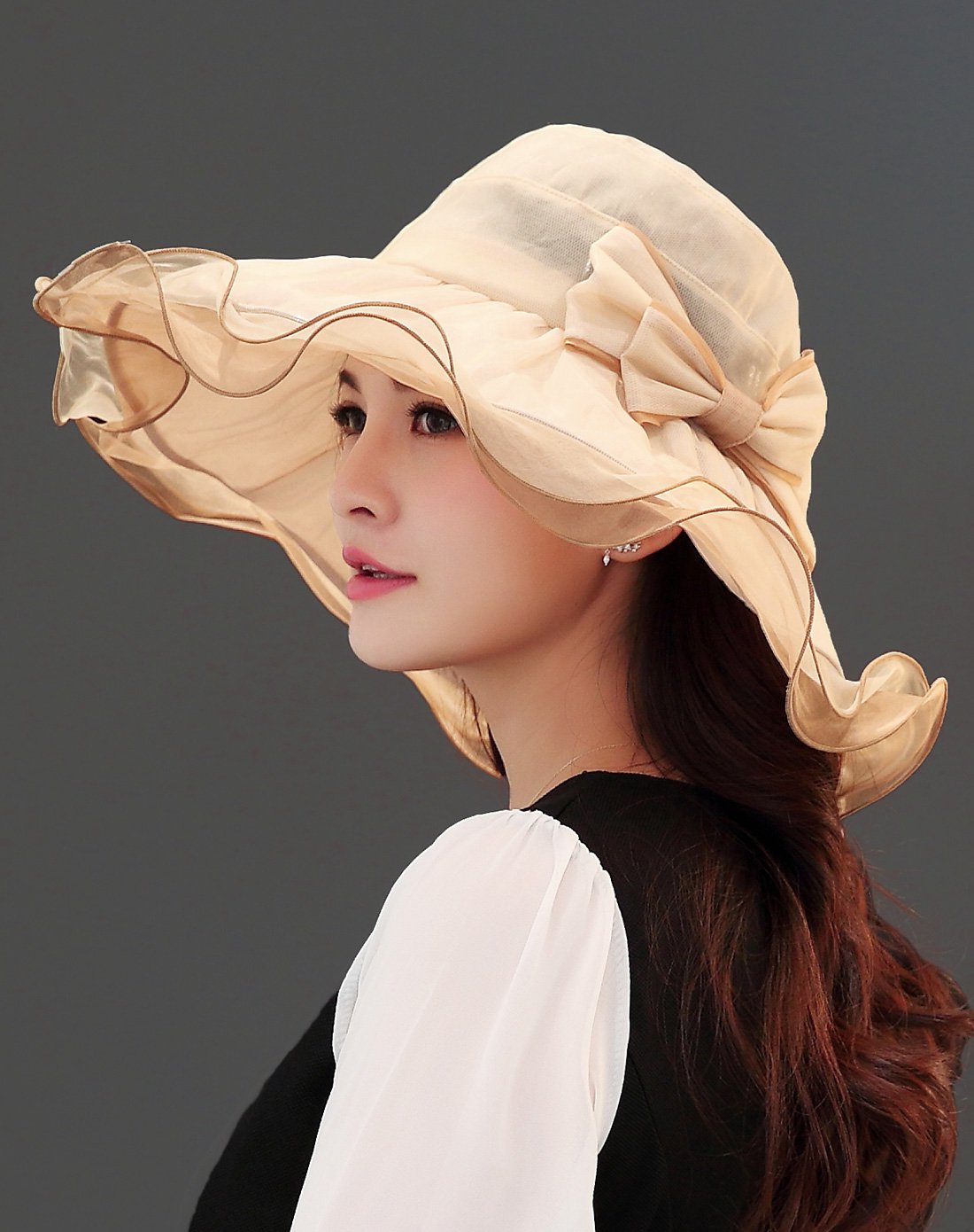 防晒防紫外线优雅真丝帽子