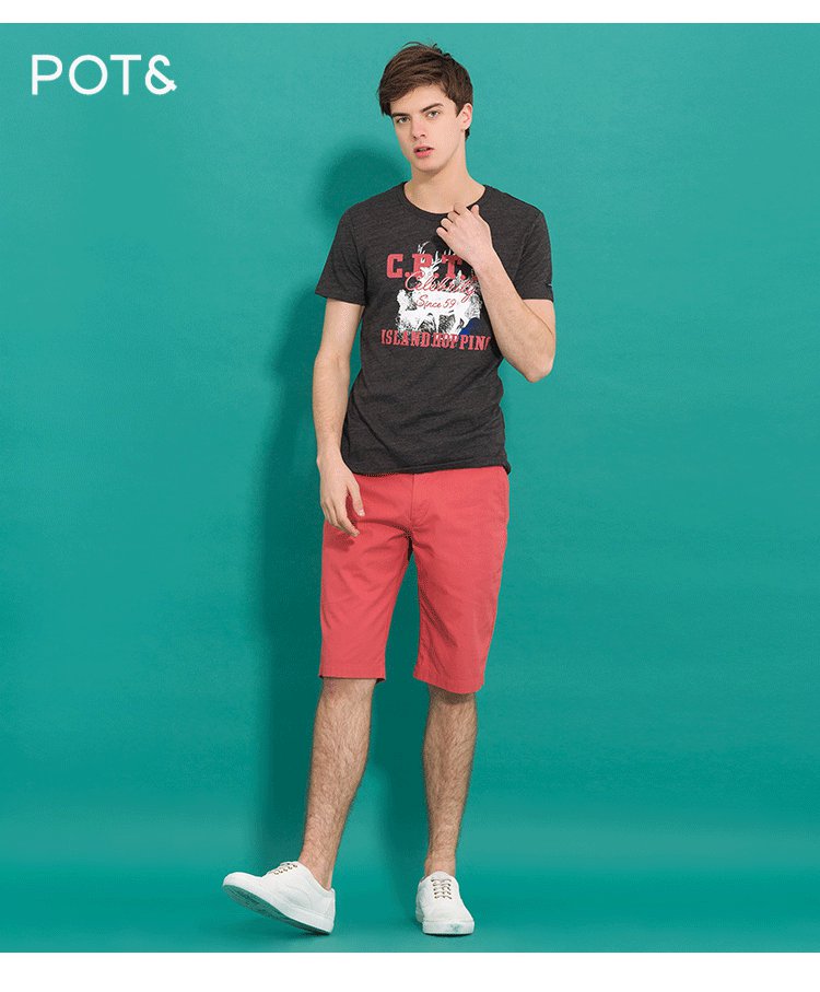 男装t恤日常简约风涤棉常规短袖