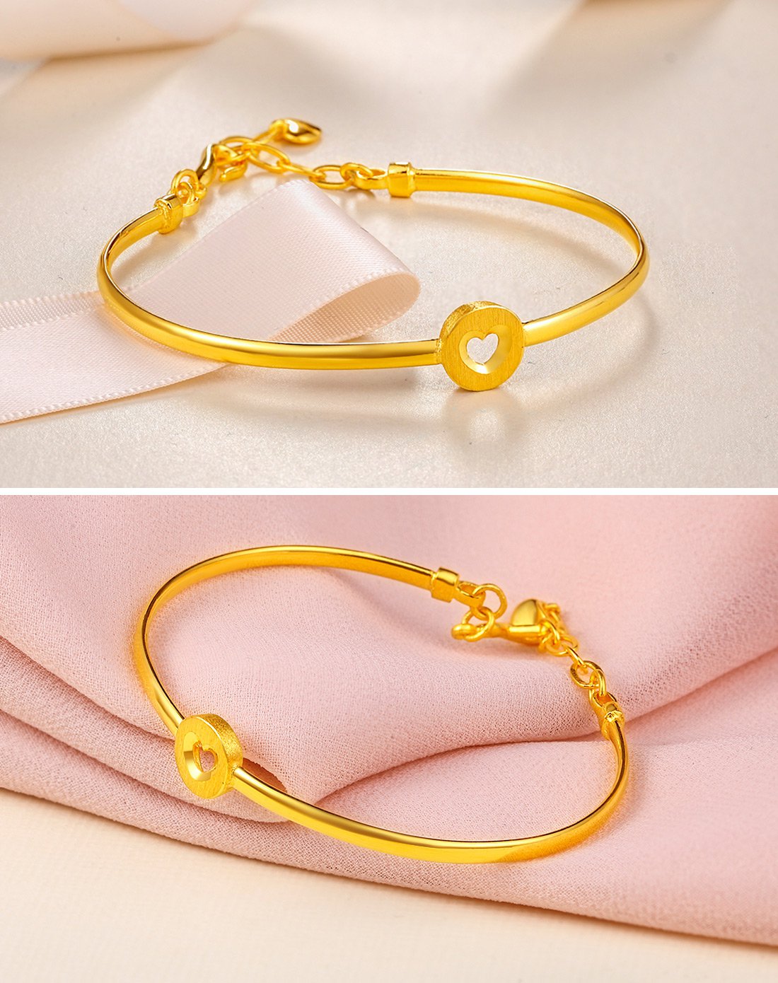 金至尊 足金爱心圆形手镯(计价)