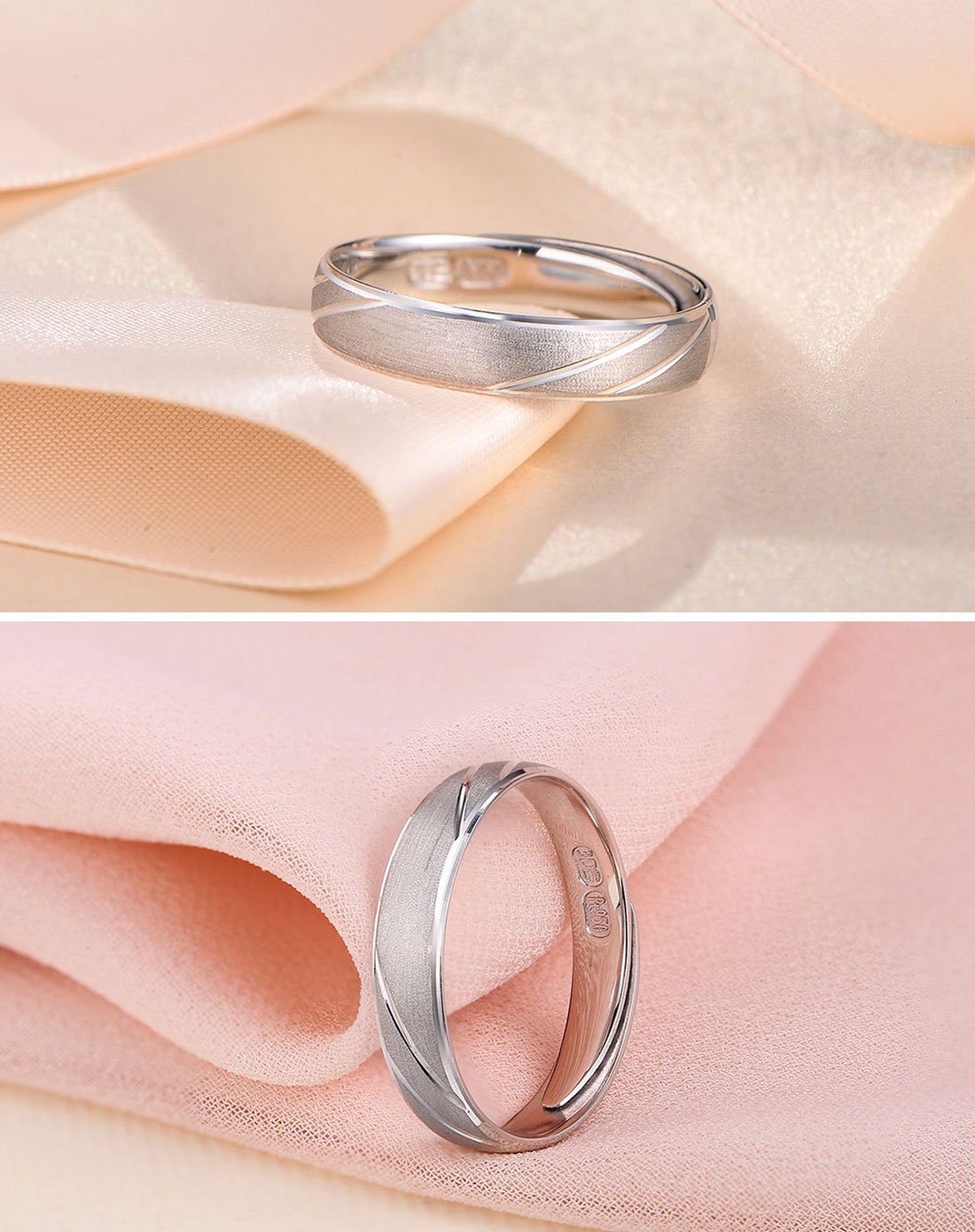 金至尊 铂金简约情侣活口对戒(计价)