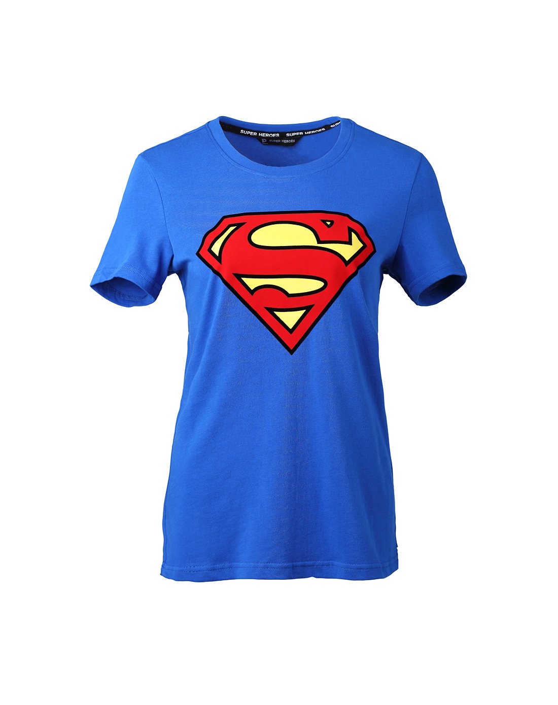 dc正义联盟系列 女款短袖t恤 胶印植绒经典logo蓝色