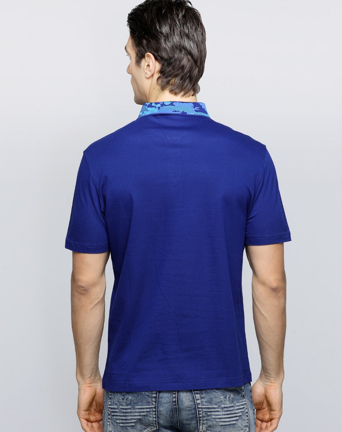 莫代尔棉短袖polo衫蓝色