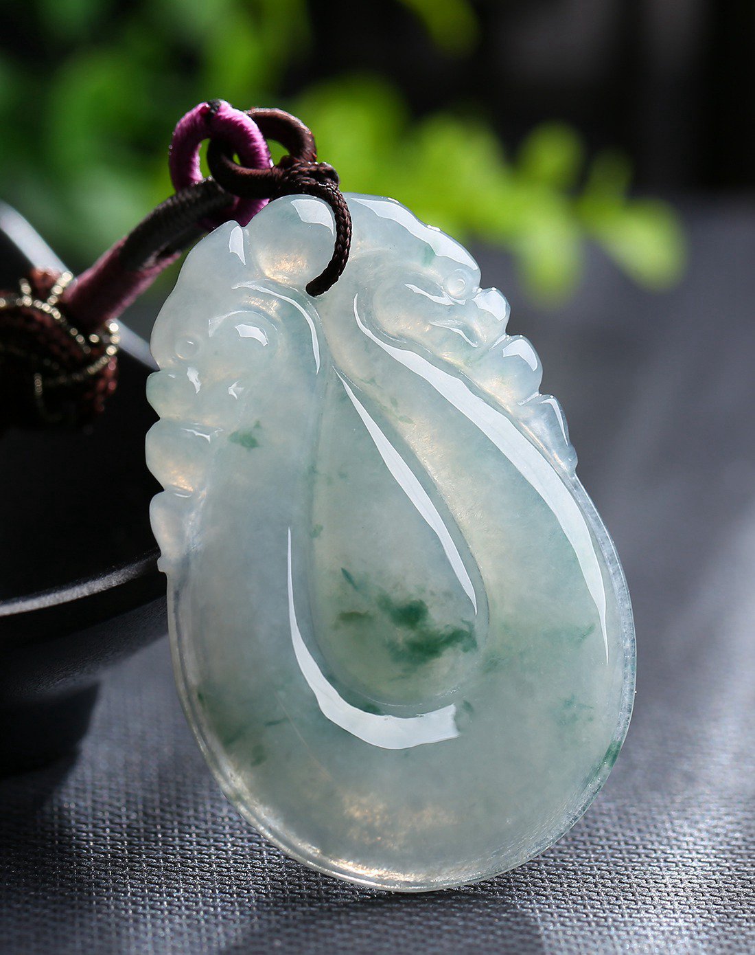 一品翠 天然翡翠a货冰种福气满盈福贝飘兰花挂件浅绿