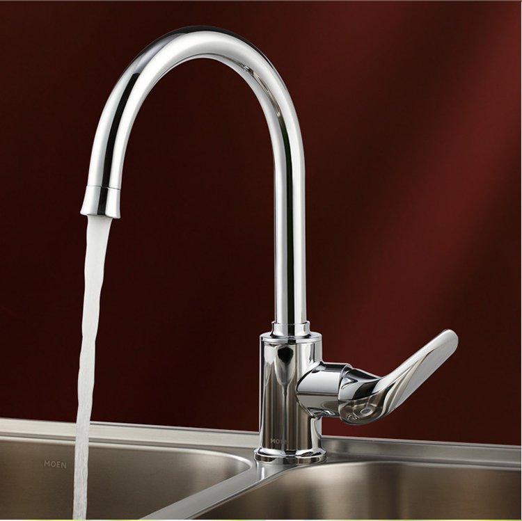 摩恩(moen)单孔单把高抛可旋转 厨房水槽洗菜盆水龙头