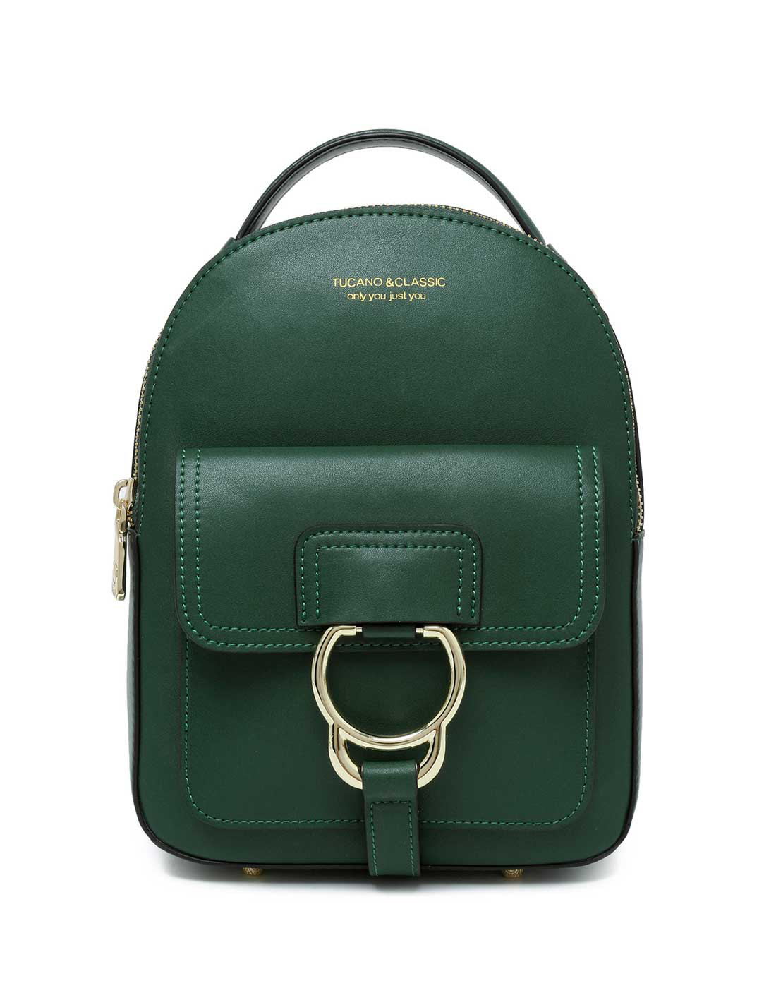 时尚翻盖大牌手提圆扣牛皮女款双肩包枣红