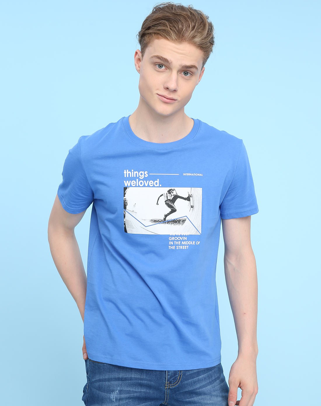 男装平纹布图片印短袖t恤