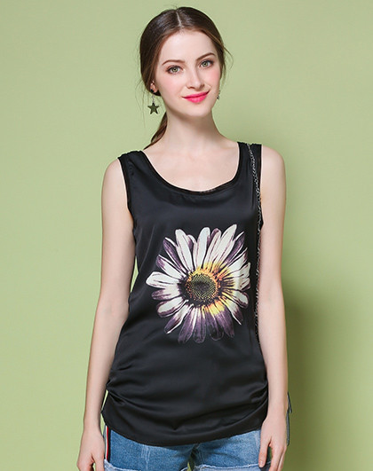 女款百搭五彩太阳花背心白色