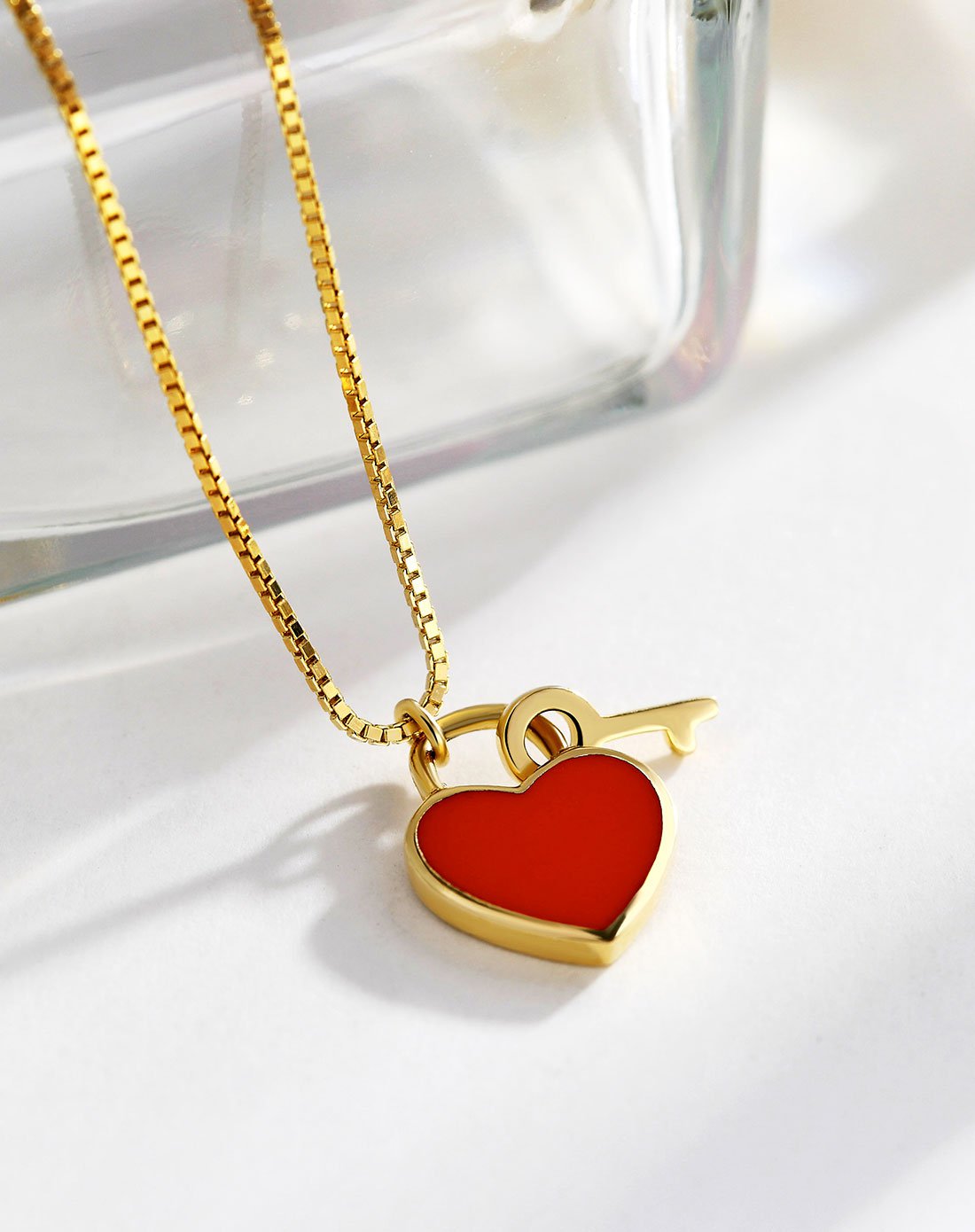 静风格【唯品专供】心锁s925银爱心元素项链精致女人简