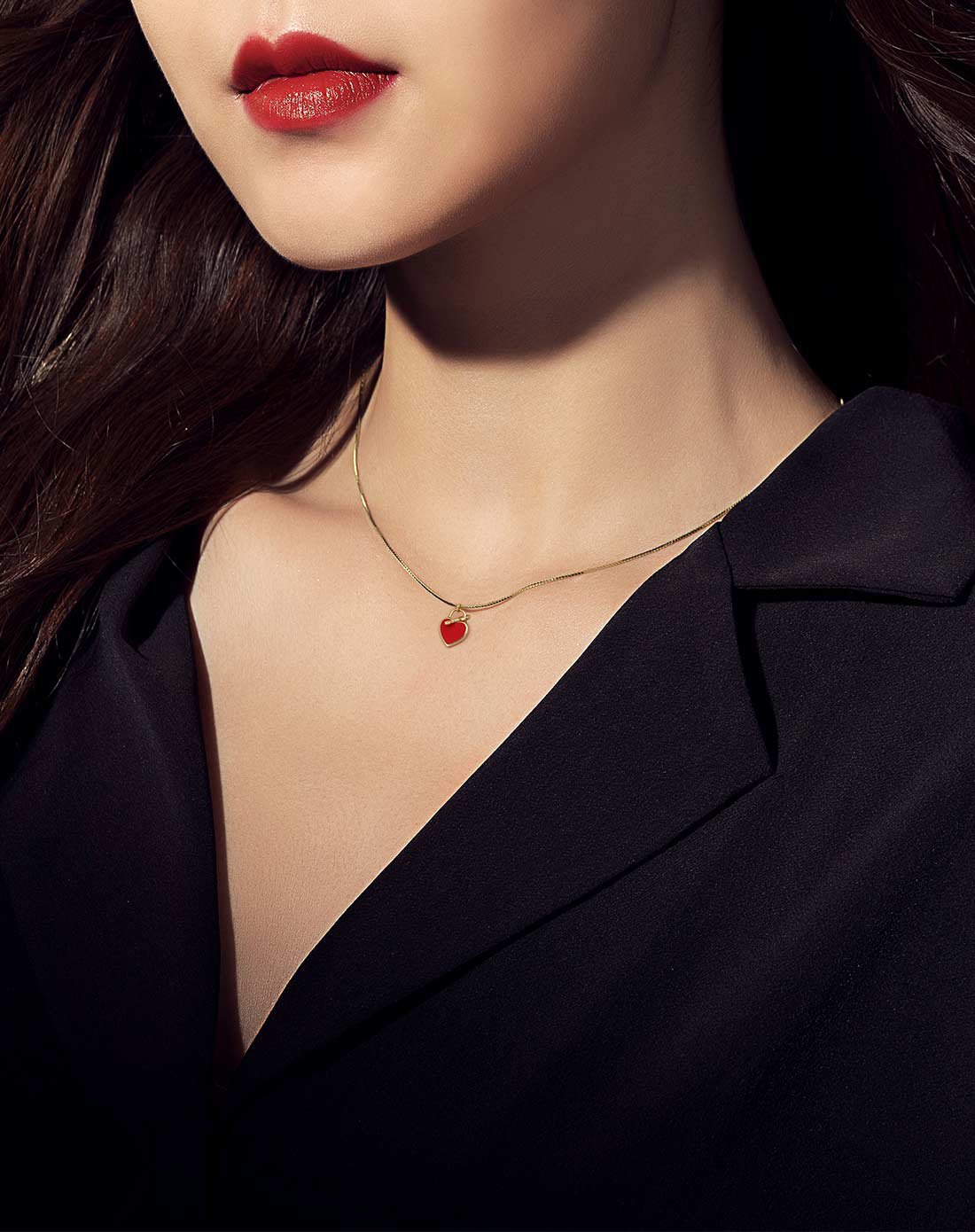 静风格【唯品专供】心锁s925银爱心元素项链精致女人简