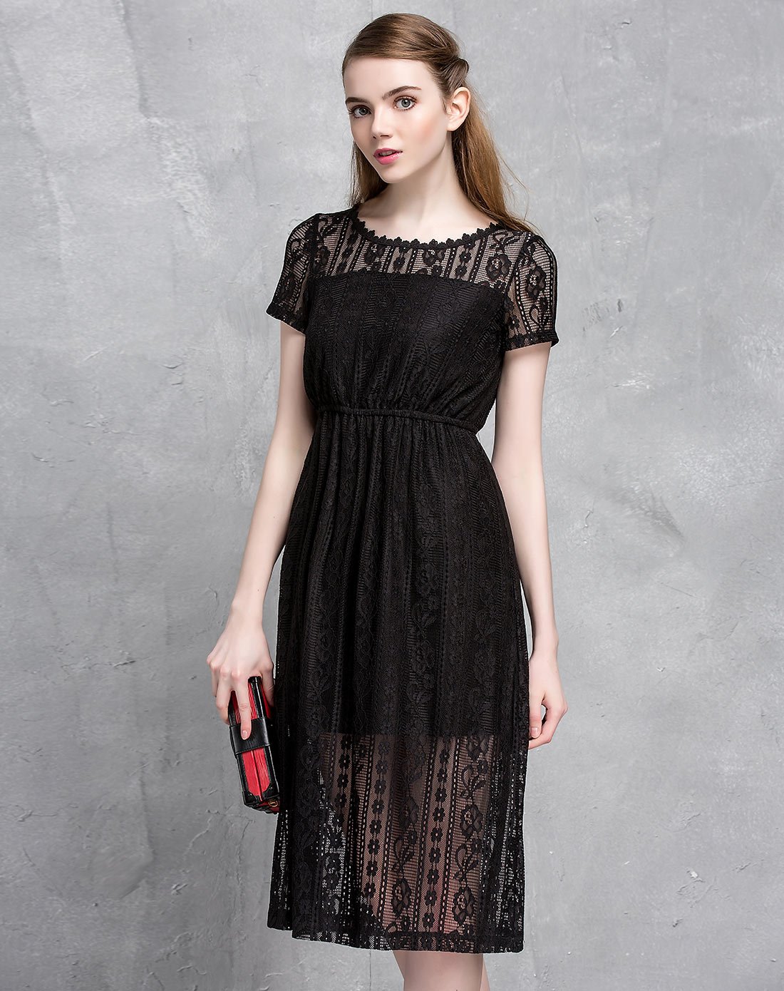 葆斯奴 蕾丝透视长裙