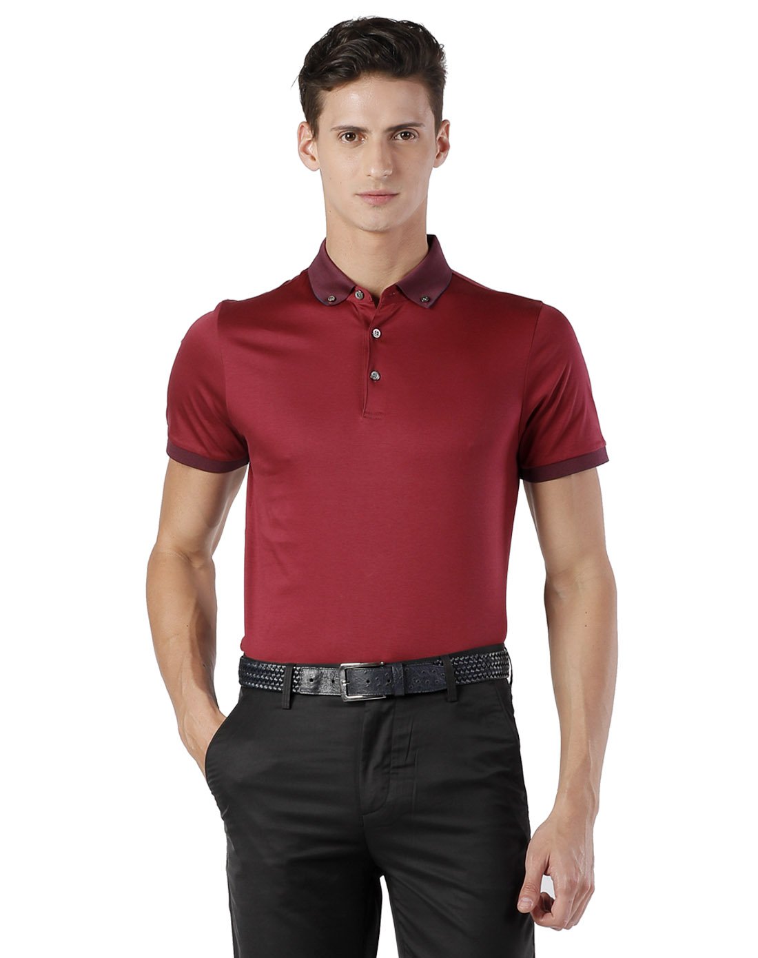 腓尼基红商务纯棉短袖t恤