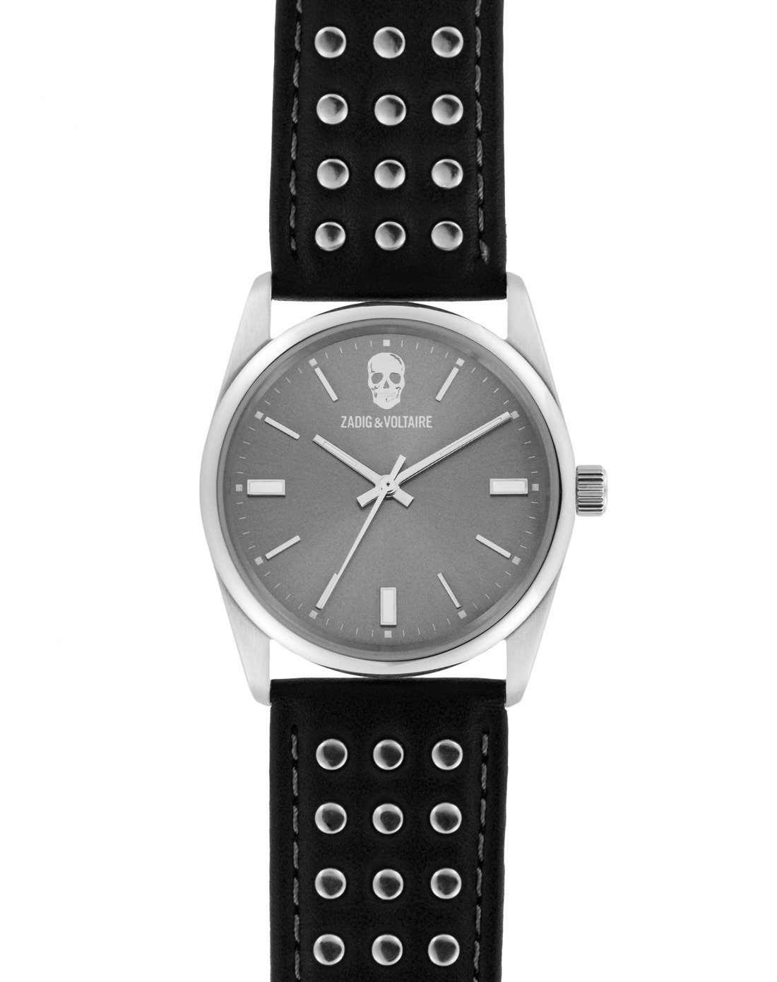 zadig&voltaire腕表 品味无限骷髅点缀铆钉皮革表带石英腕表-夜行者