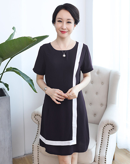 中老年妈妈装夏装新款短袖连衣裙40-50岁中年女装裙子