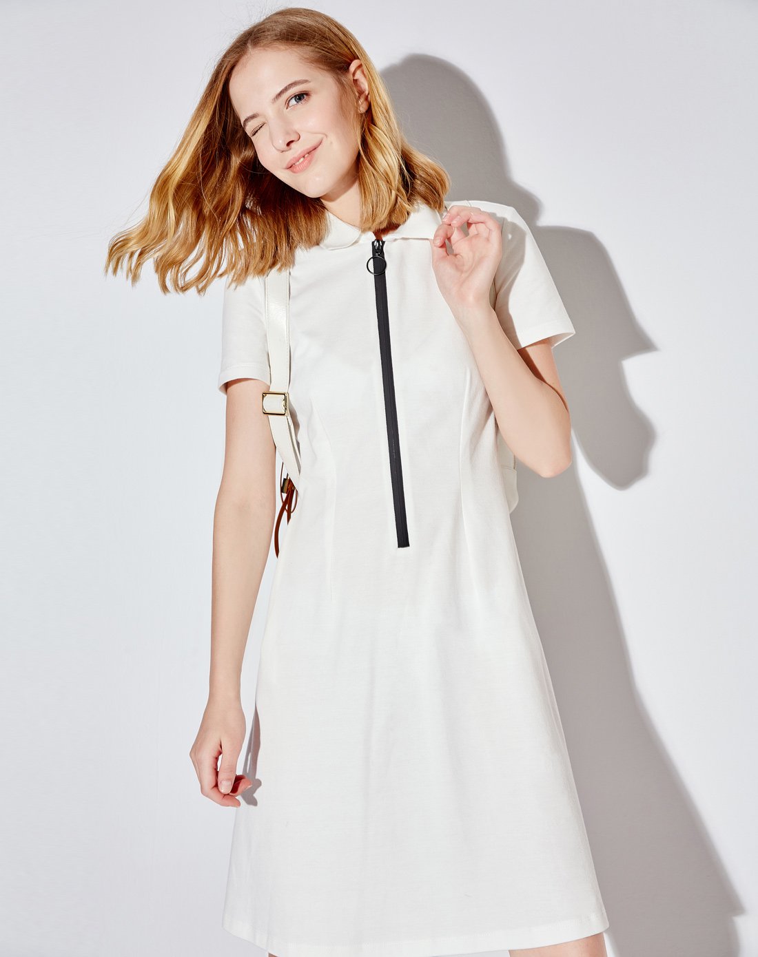 运动休闲polo a字裙连衣裙墨绿