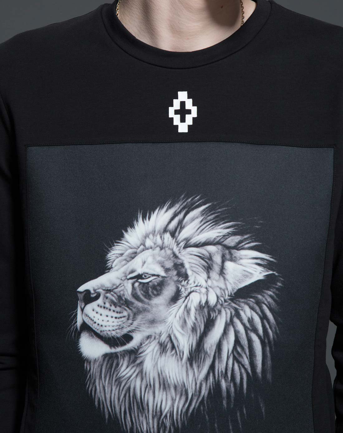 marcelo burlon潮牌唯品特供专场狮子头夸张印花修身暗黑个性男士卫衣