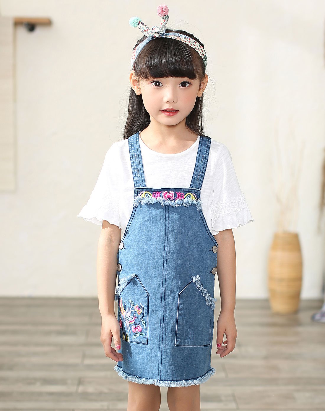 布布发现joy discovery 女童夏季童装背带裙中大童甜美儿童修身连衣裙