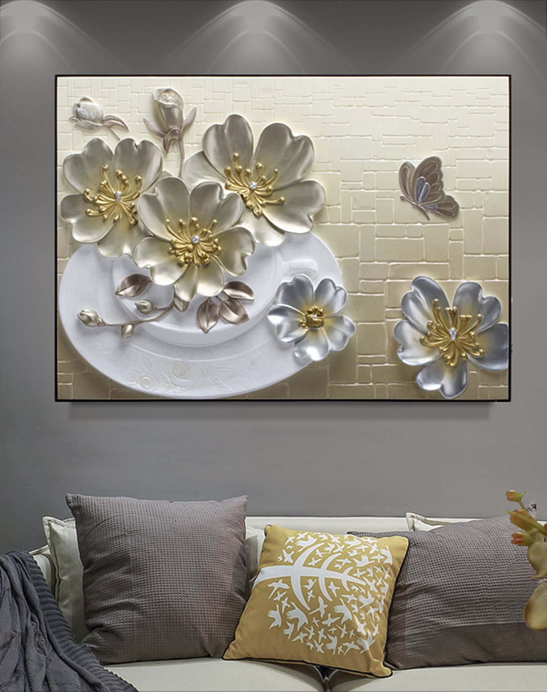 立体浮雕花卉墙面装饰画
