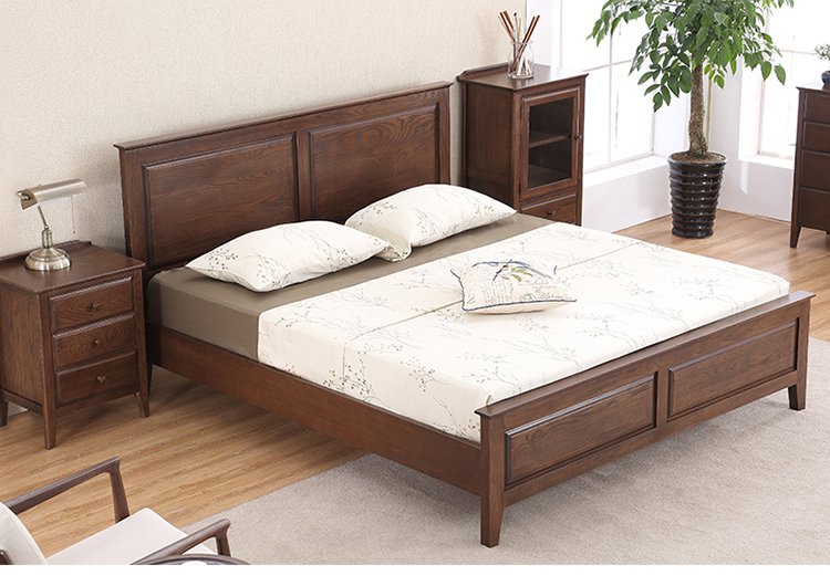 美式红橡木实木双人床-1.5米