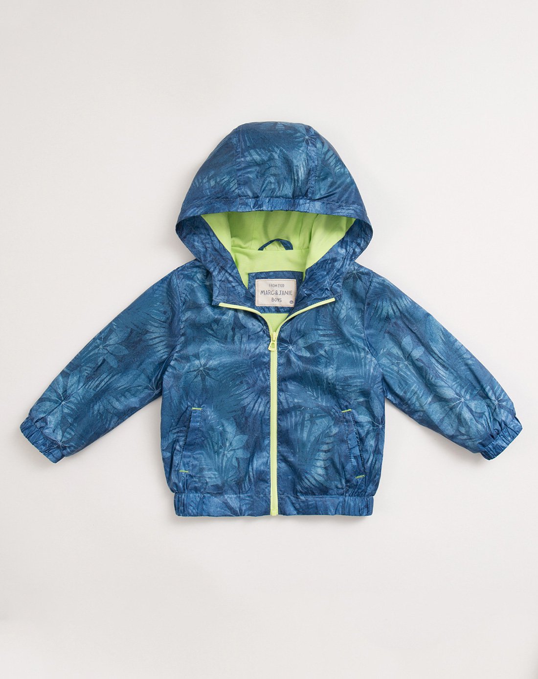 男宝时尚印花连帽外套树叶印花