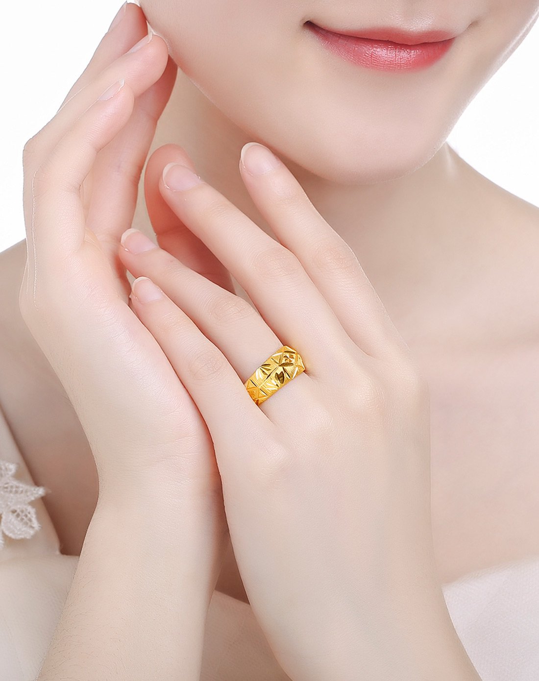 金至尊 足金不规则车花戒指(计价)