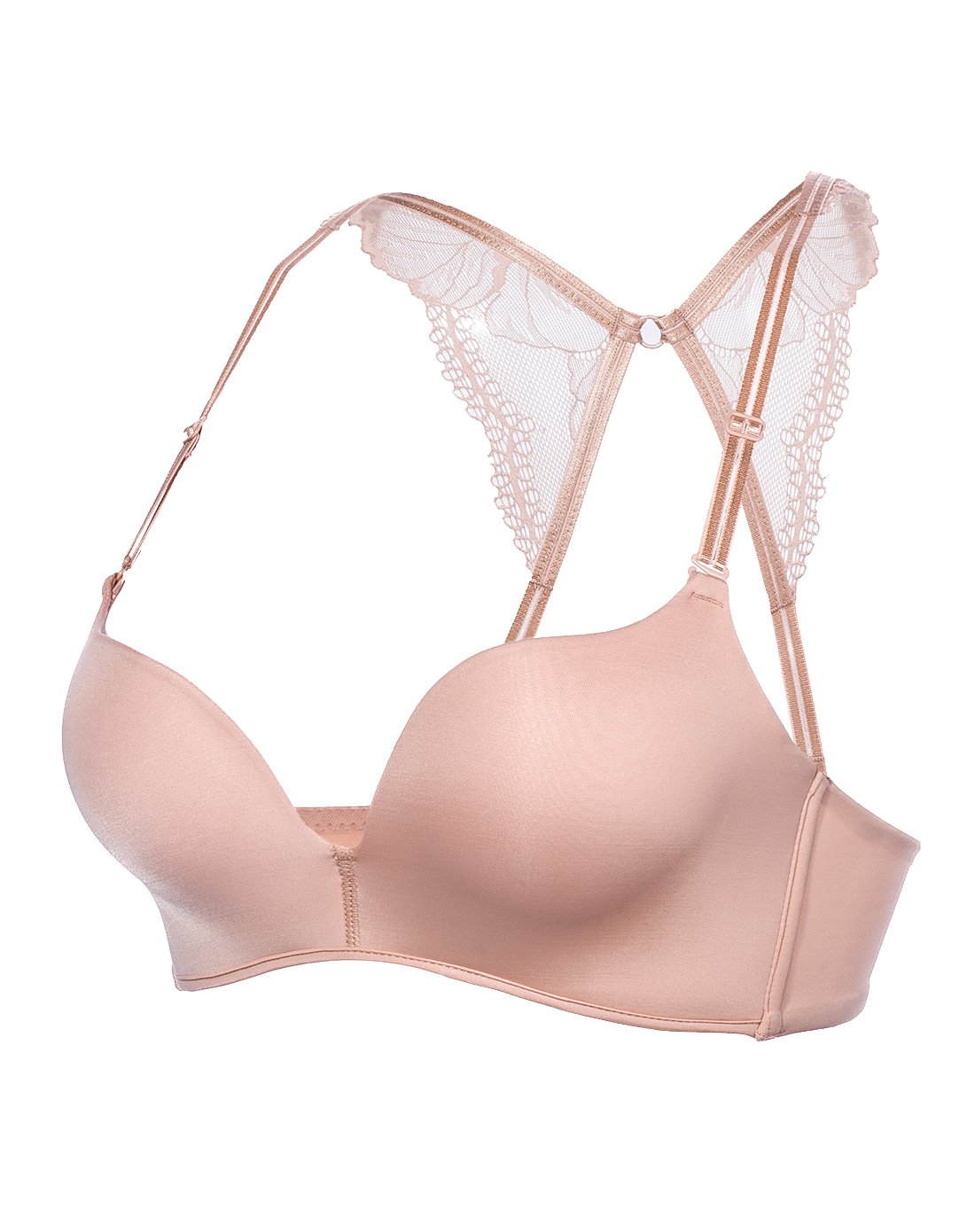 无钢圈光面蝴蝶美背聚拢文胸肤色