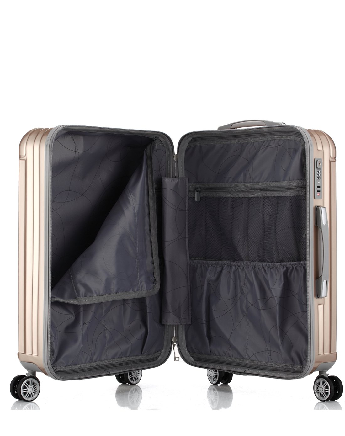 轻便梯形抗压拉链旅行箱22寸香槟色