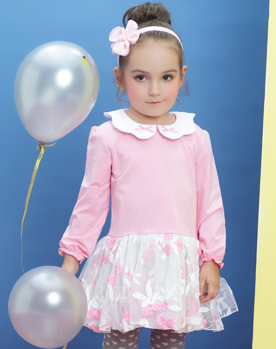 osa欧莎童装 女童粉嫩甜美网纱连衣裙