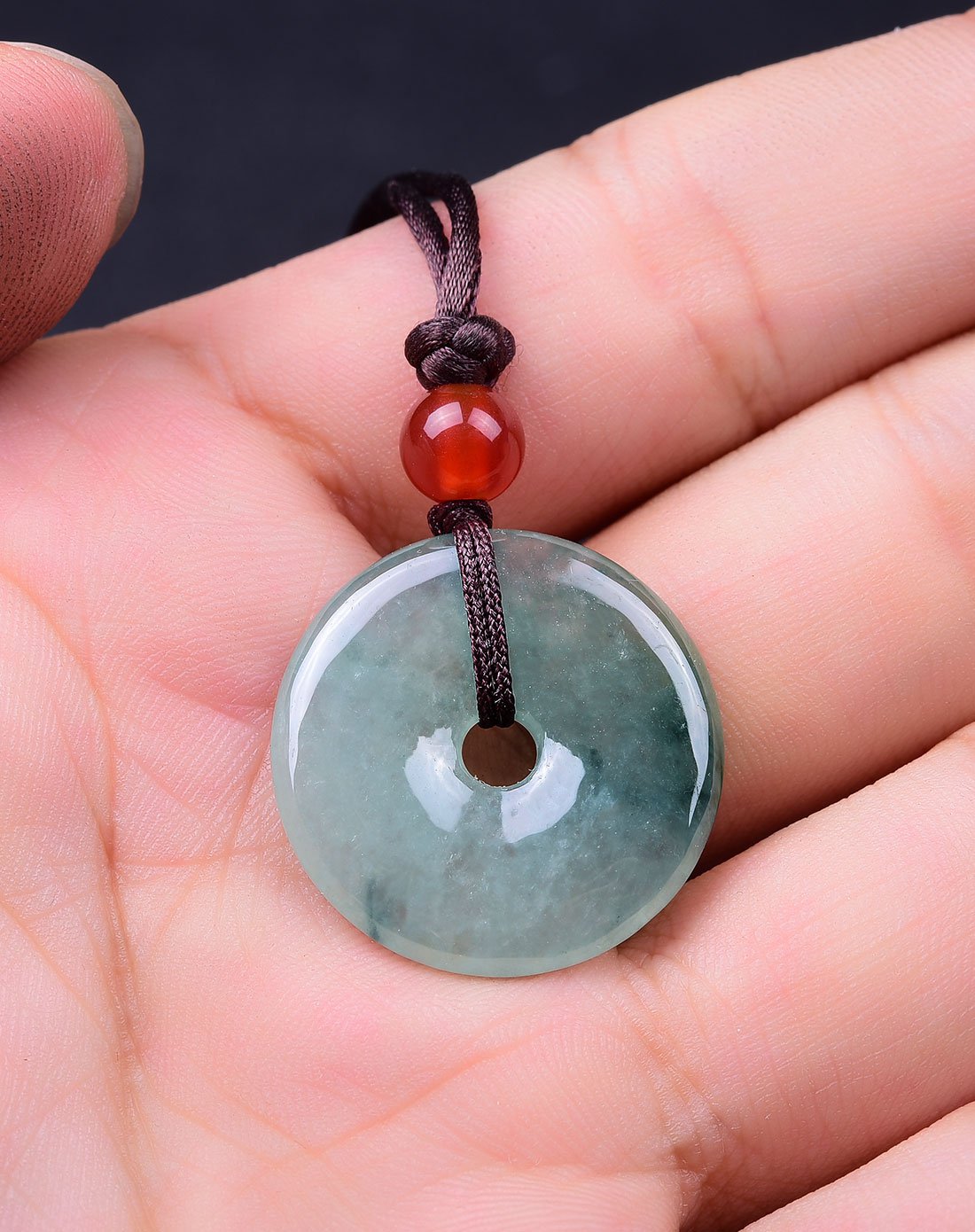 荔尚a货油青冰糯种飘花平安扣翡翠吊坠附证书