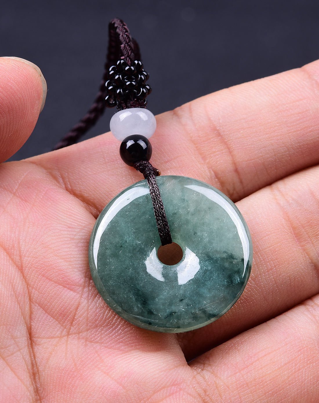 荔尚a货油青冰糯种飘花翡翠平安扣吊坠附证书