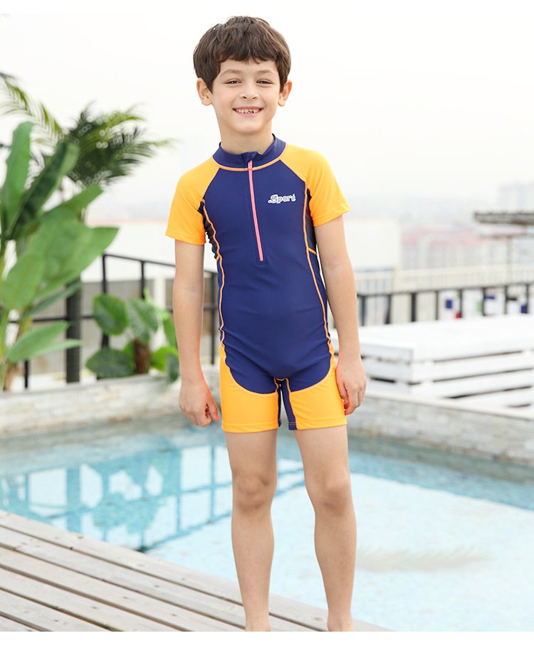 柔软舒适男童学泳度假连体泳衣