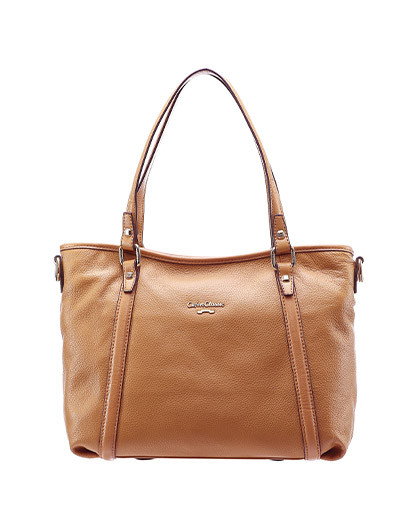 塞飞洛牛皮车缝线购物袋形简约商务纯色女士大手提包天蓝色