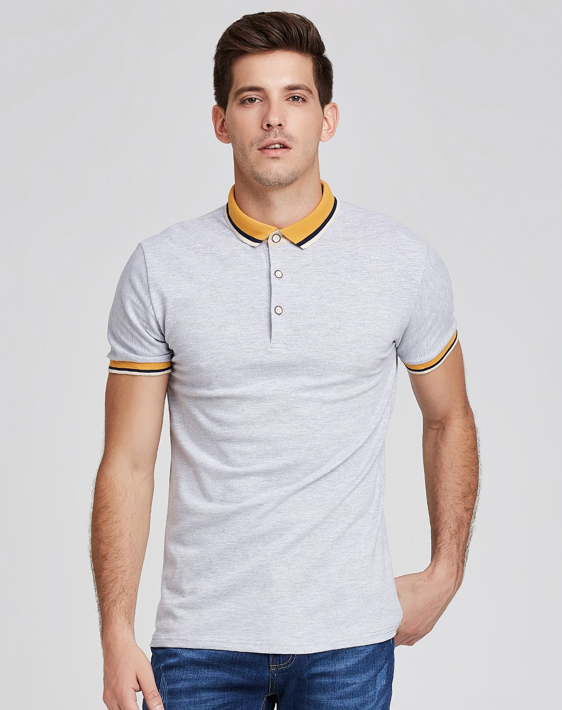 2018夏季新款时尚简约纯色百搭短袖polot恤